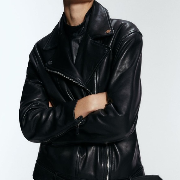 Zara genuine leather biker jacket